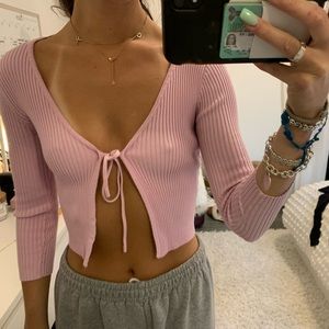 Princess Polly pink tie crop top